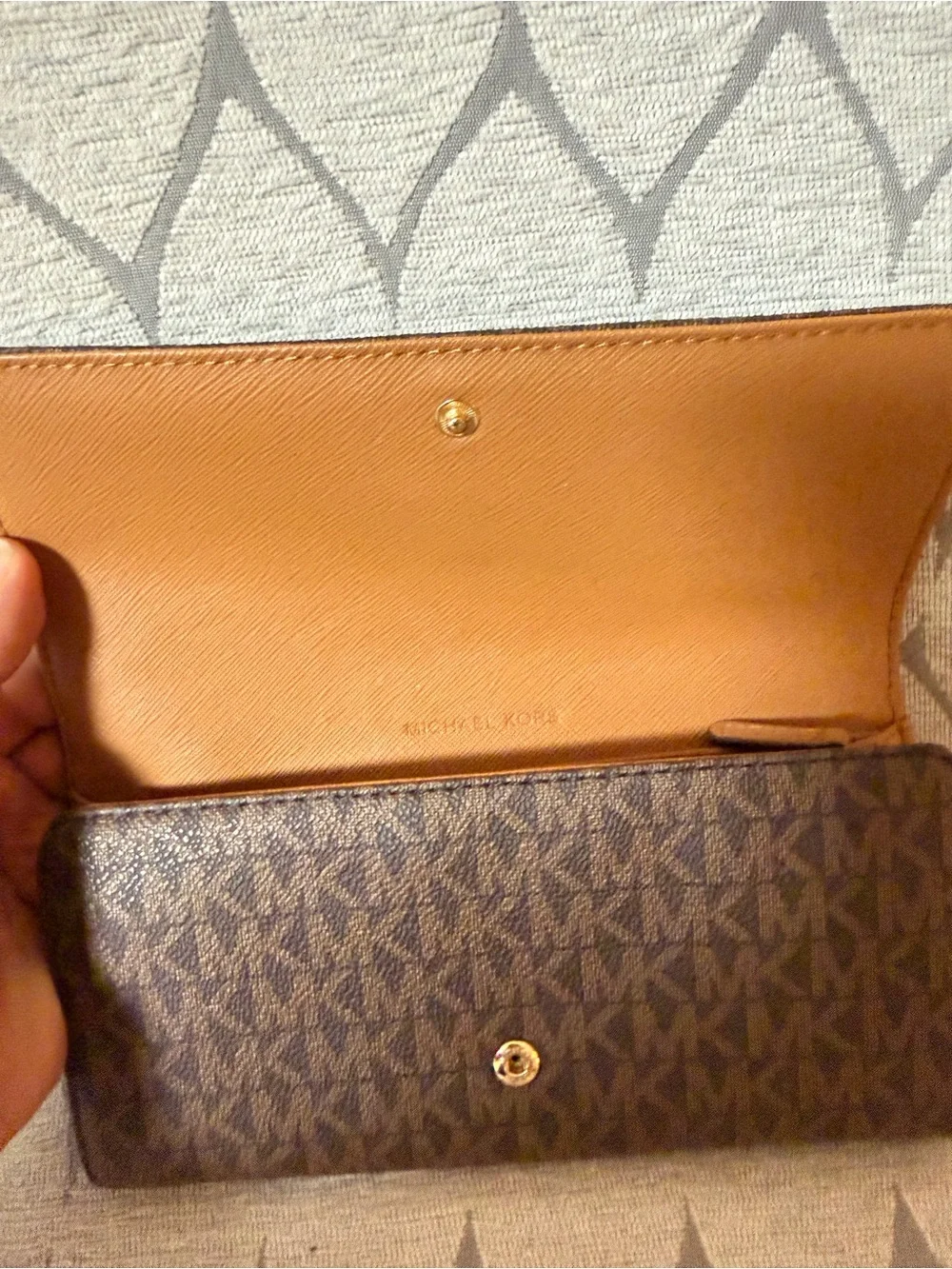 Michael Kors Brown MK Monogram Tote with Matching Wallet
